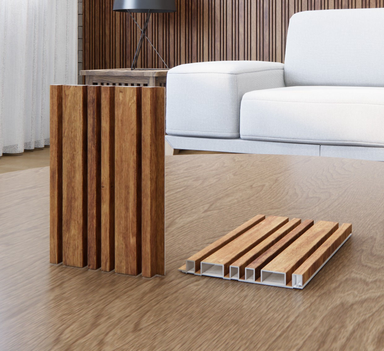 Painel Ripado WPC Madeira Freijo GRIDS (159*14*2900mm)