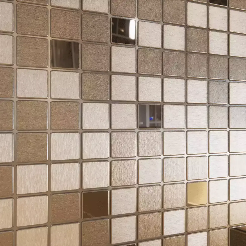 detalhe Revestimento Flexivel Contemporaneo Mosaico Prata