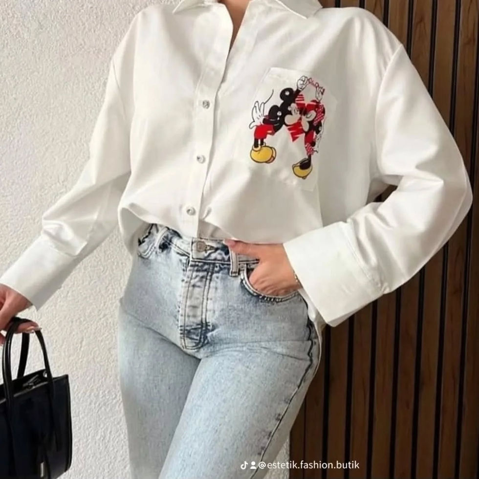 Mickey Mouse Desenli Gömlek