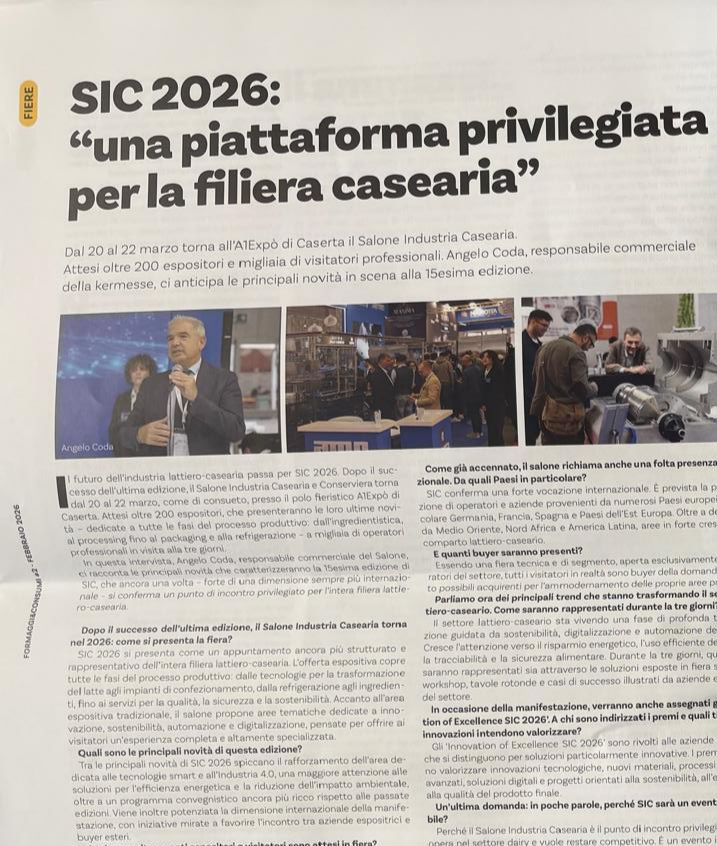 SIC 2026 – una piattaforma privilegiata per la filiera casearia