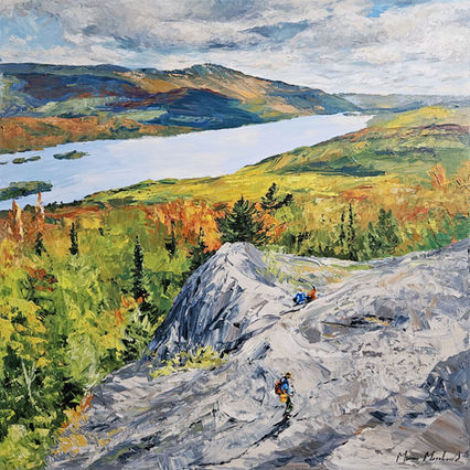 Cap rocheux, lac et couleurs d'automne s'harmonisent pour composer ce tableau coloré.