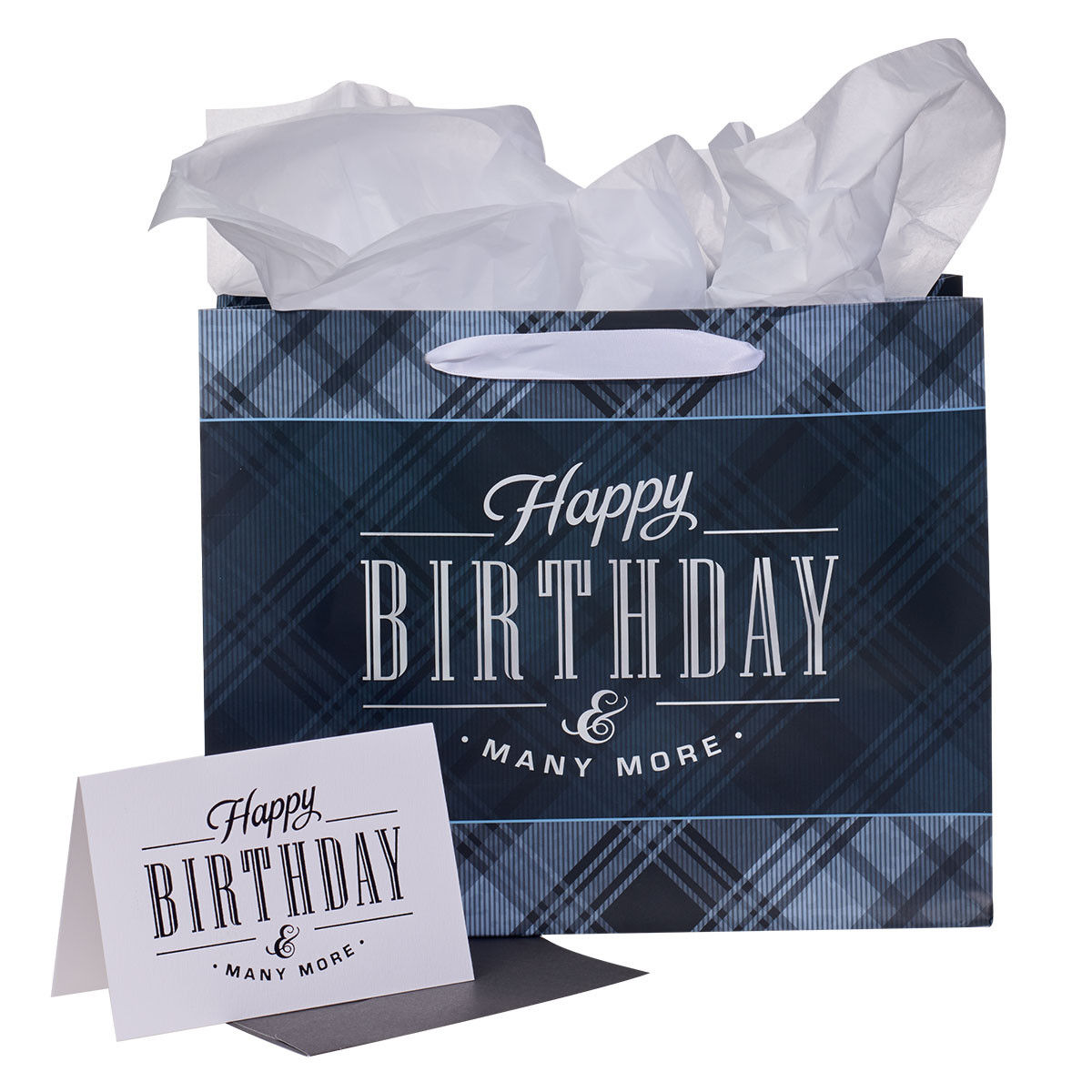 Charcoal/Blue Happy Birthday Large Gift Bag Set