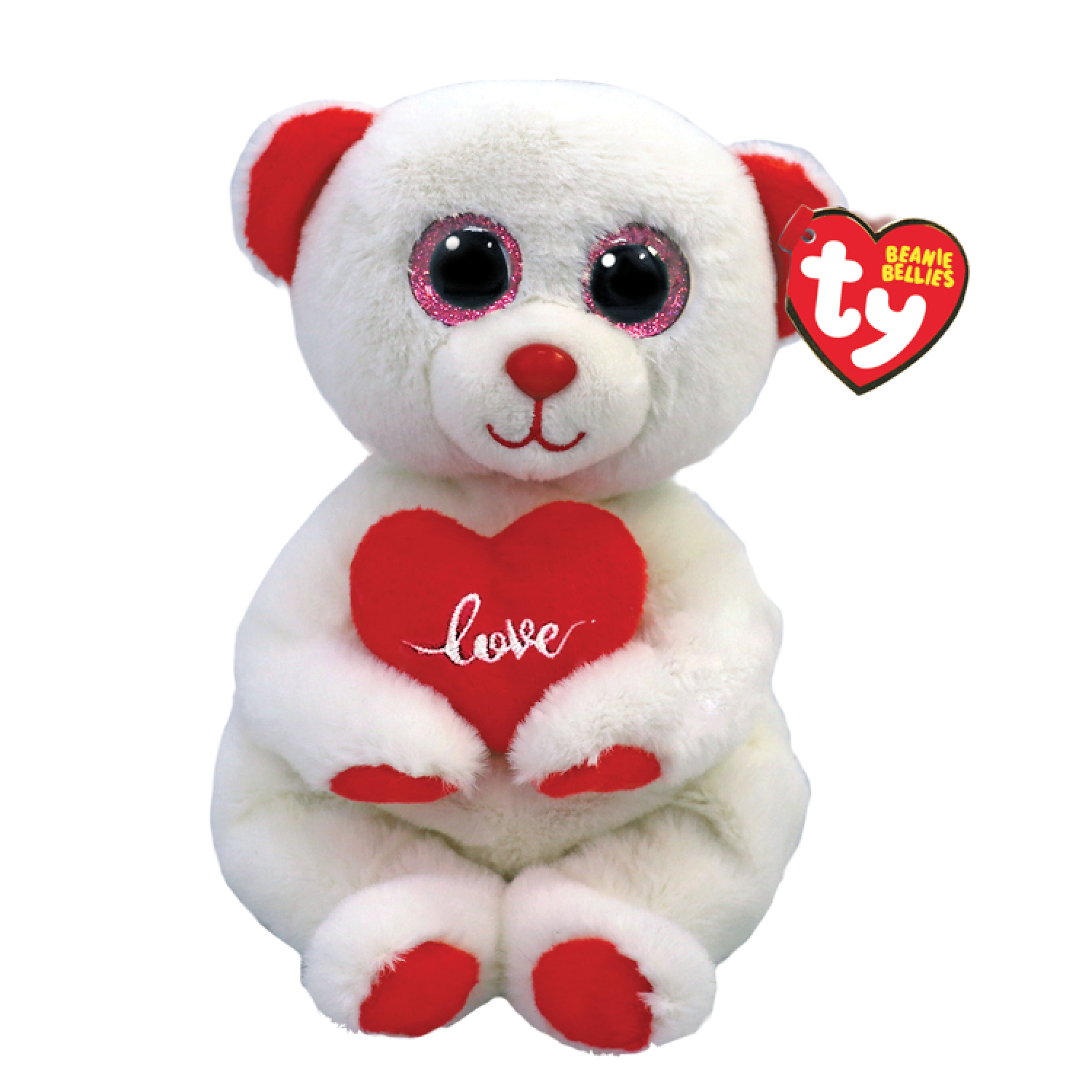 Desi: TY White Polar Bear with Heart Beanie Belly
