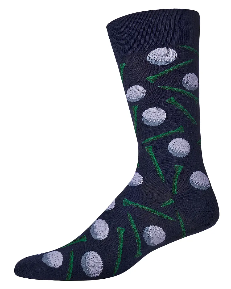 Thumbnail: Men's Golf Ball and Tee Bamboo Blend Novelty Crew Sock