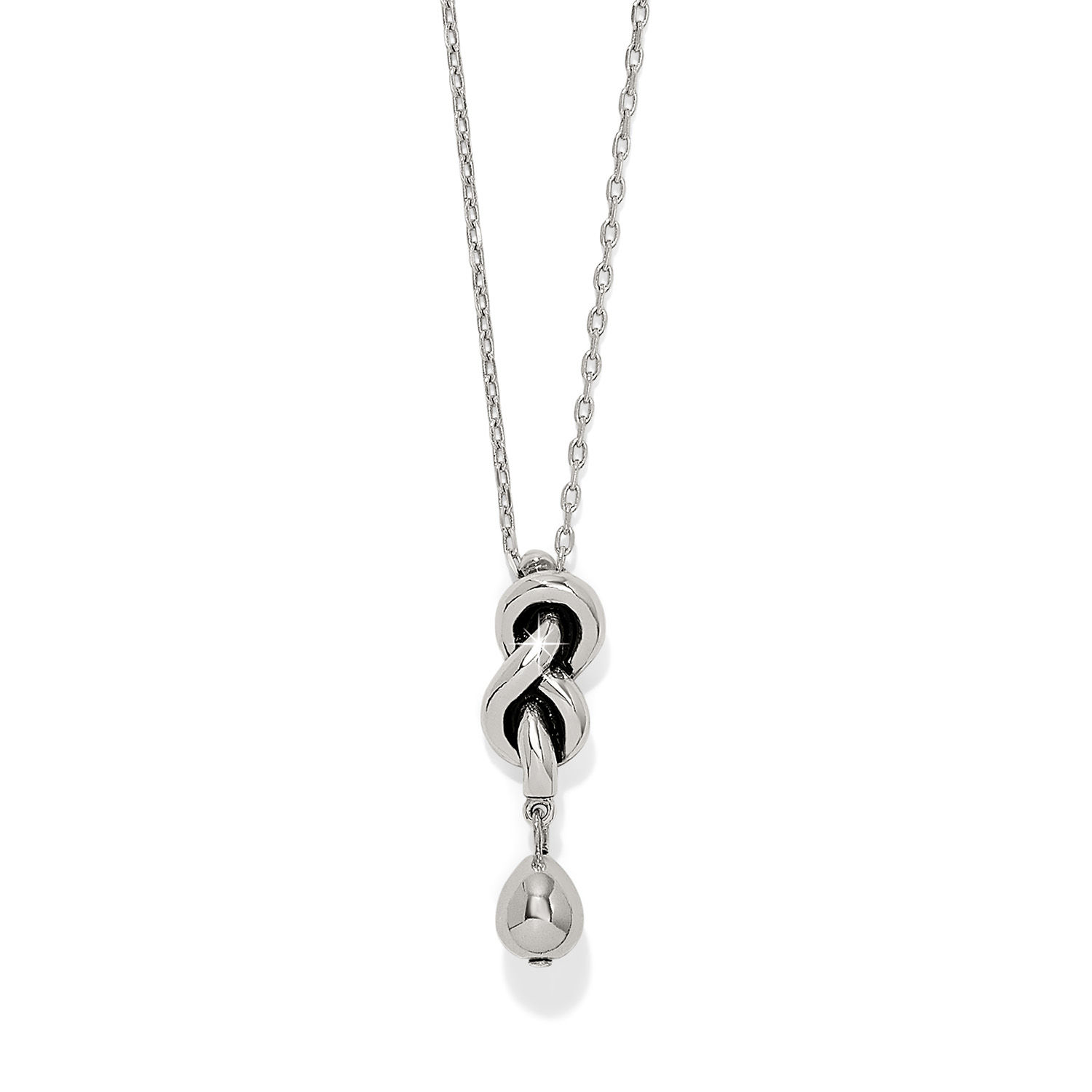 Silver Interlok Single Knot Drop Necklace