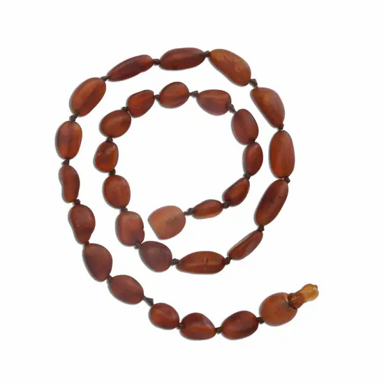 Amber Teething Necklace - Dark Cognac Unpolished Raw