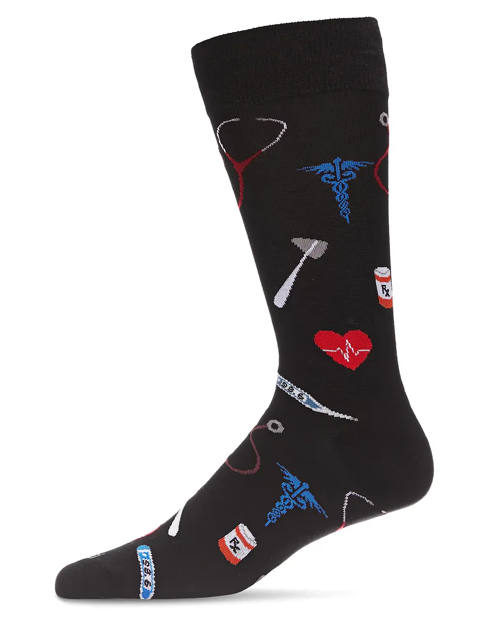 Men's Medical Doctor Bamboo Blend Novelty Crew Sock