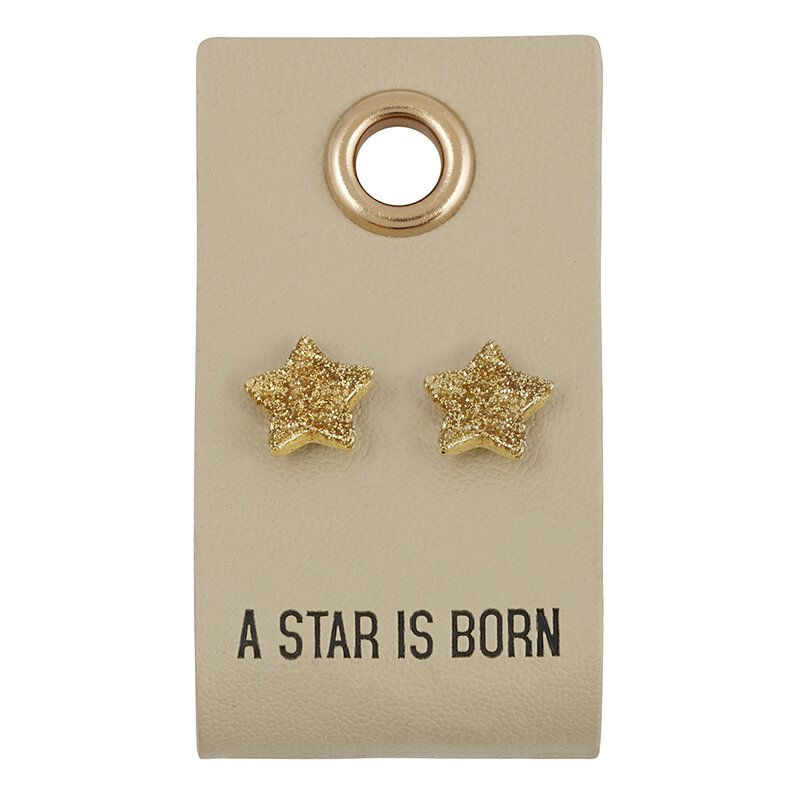 Star: Leather Tag Earrings