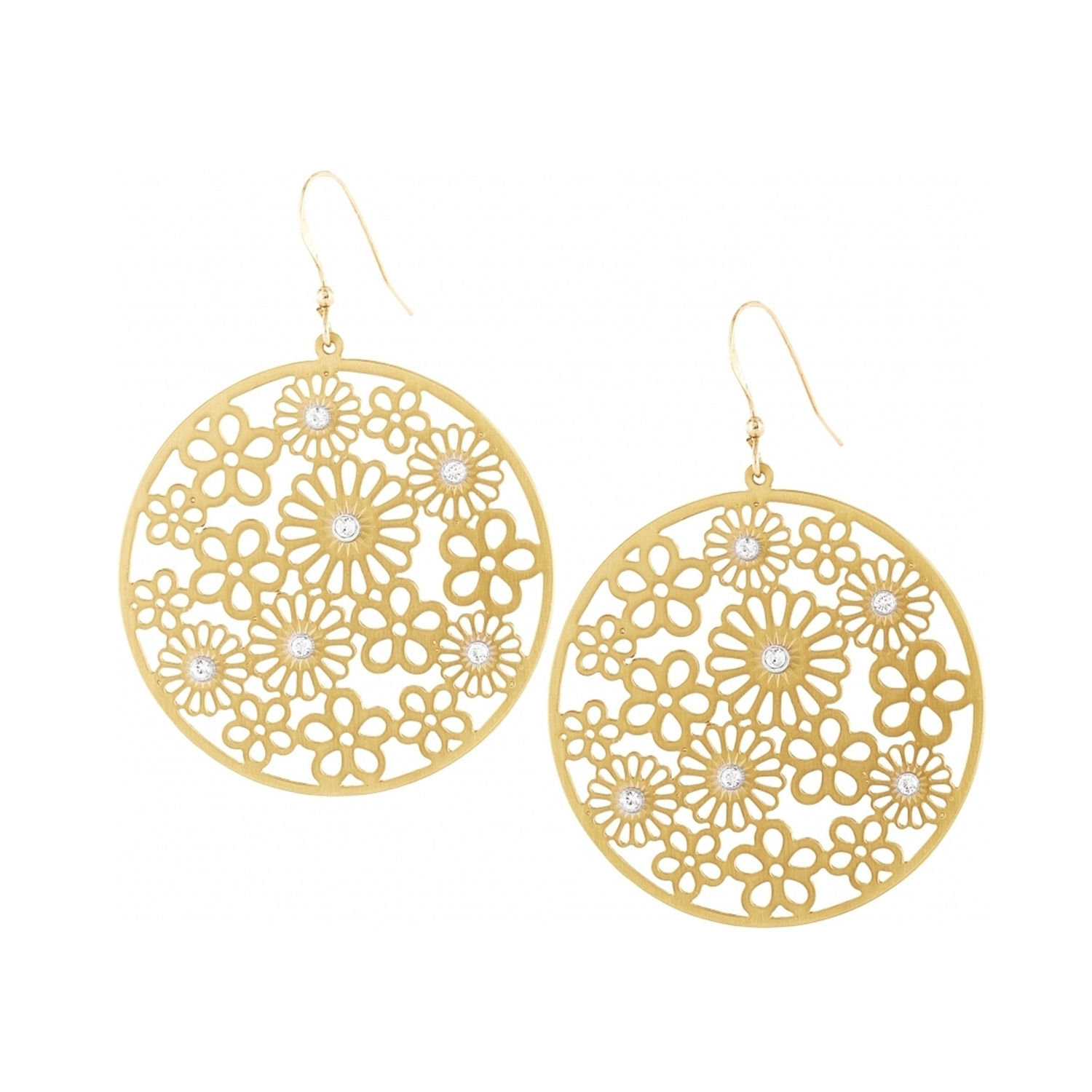 Gold Posey Disc French Wire Earrings