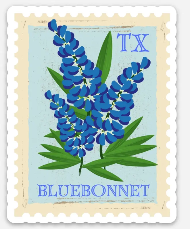Texas Bluebonnet Stamp Sticker