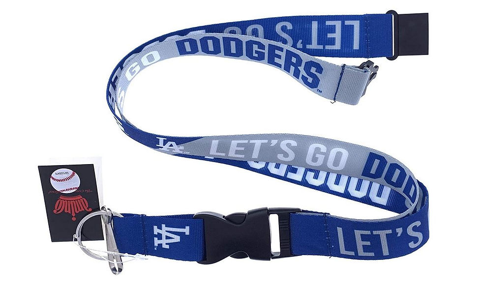 LA Dodgers lanyard key chain with lets go dodgers slogan