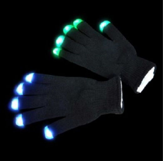 Thumbnail: Light Up LED Gloves Finger Mittens Pair of Glow Rave 6 Modes Flashing Fingertips