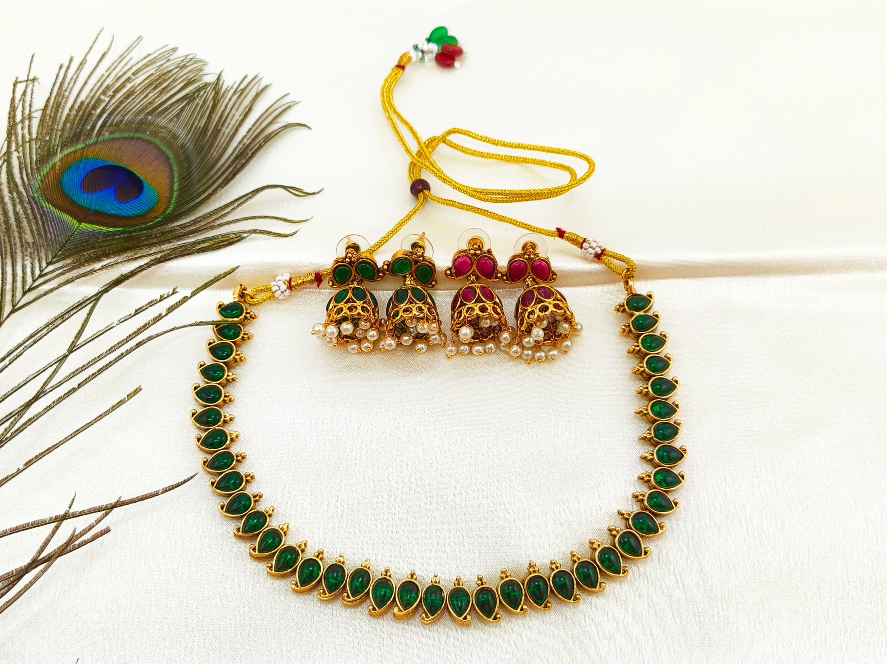 Double Side Ruby Green Necklace