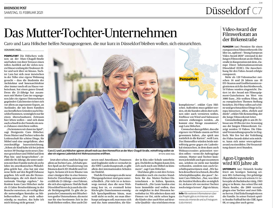Rheinische Post Mutter-Tochter Unternehmen CALA Interior Designer Düsseldorf