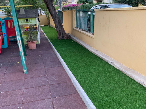 installazione erba sintetica asilo Villa San Pietro