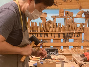 Carving Moai figure