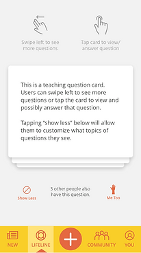 Hi-fi concept to swipe through questions