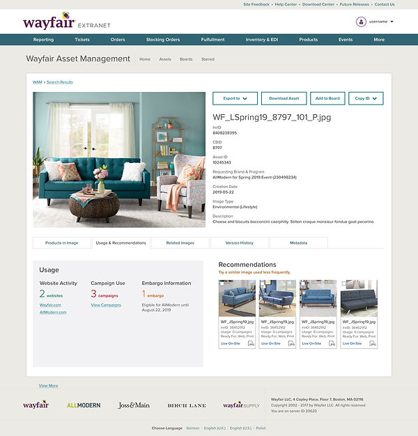 Mock of metadata view