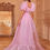 Thumbnail: Square Collar Puff Sleeve Ruffle Trim Organza Pastel Dress