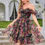 Thumbnail: Handmade Floral Off-Shoulder Mesh Short Dress