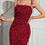 Thumbnail: Modely Red 3D Flower Pattern Dress
