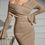 Thumbnail: Ladies’ Solid Color Off-Shoulder Texture Fabric Long Sleeve Summer Dress