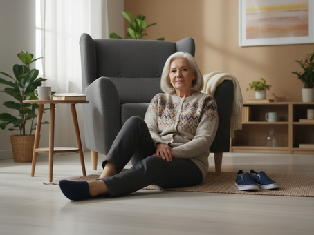 Start by pausing and checking how you feel before trying to stand.
