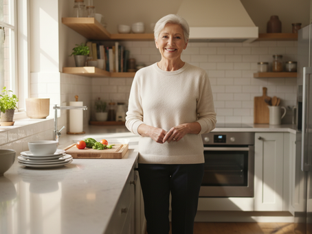 A counter can make posture practice feel safe and steady.