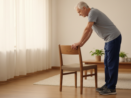 A sturdy chair can make back exercises feel safer and more controlled.