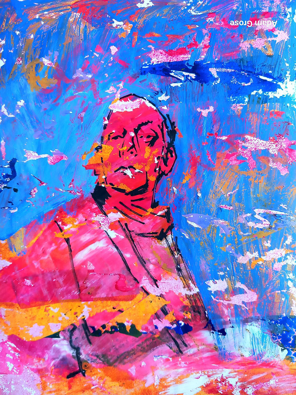 Exploring the use of posca and acrylic paint in gel printed paintings.
