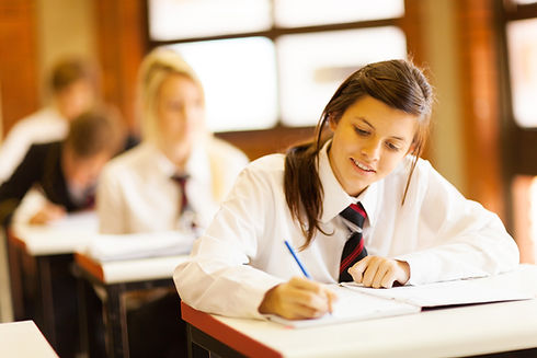 group of high school students studying i