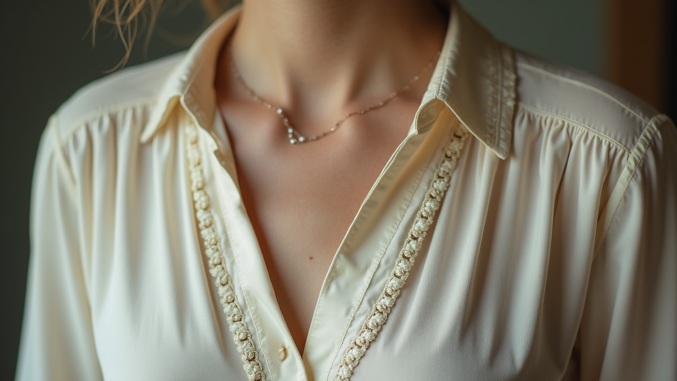 Vintage silk blouse showing detailed stitching