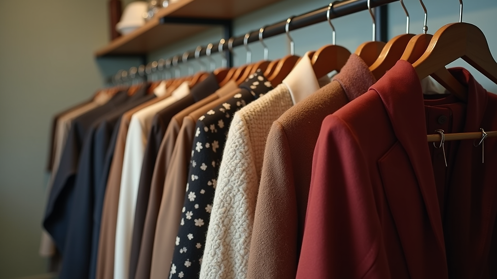 Curated rack of vintage luxury clothing