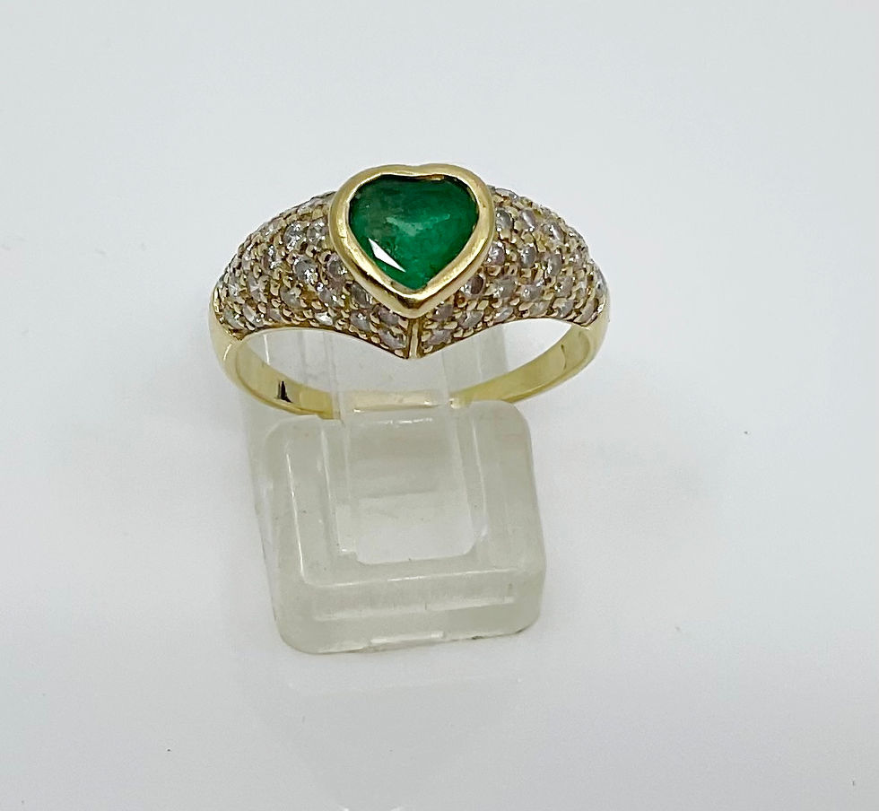 Thumbnail: 18CT Y/G EMERALD & DIAMOND HEART RING