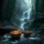 deep forest, sound bowls, feathers, waterfall.jpg