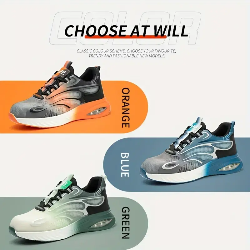 Leiandun Men's Steel Toe Orange Safety Shoe