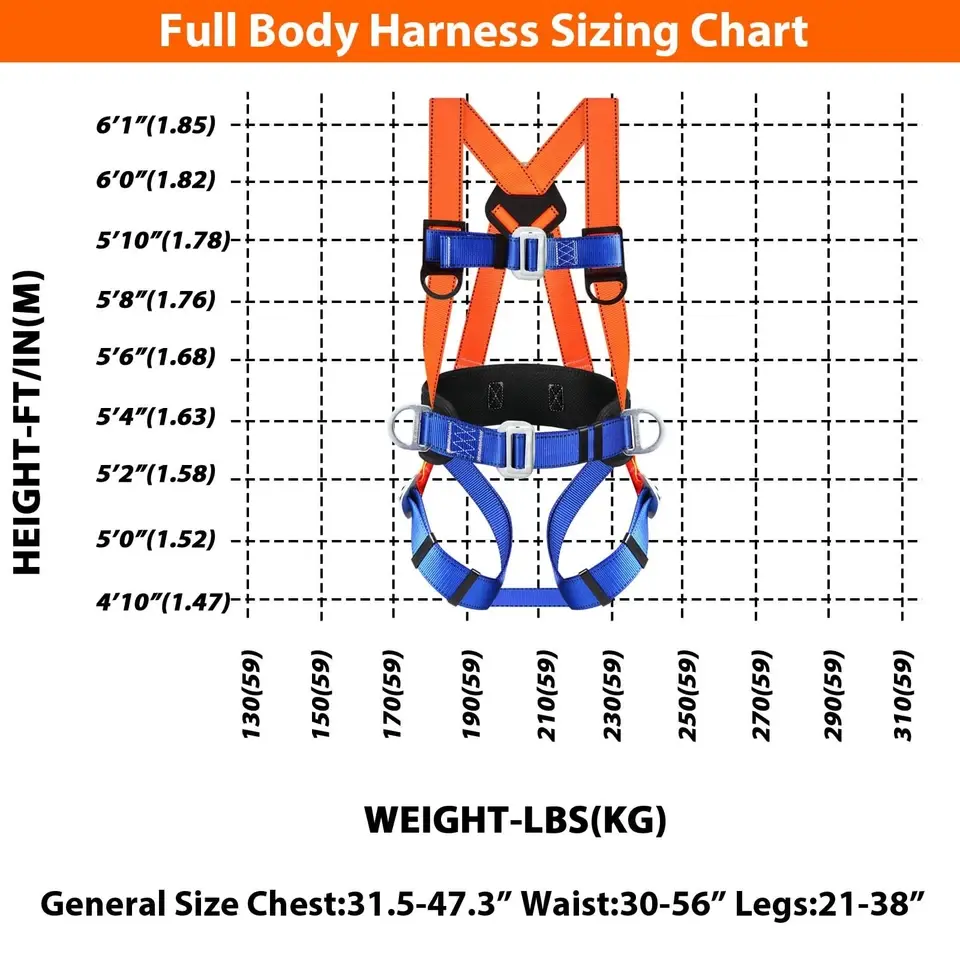 Full Body Safety Harness with Shock Absorbing Lanyard