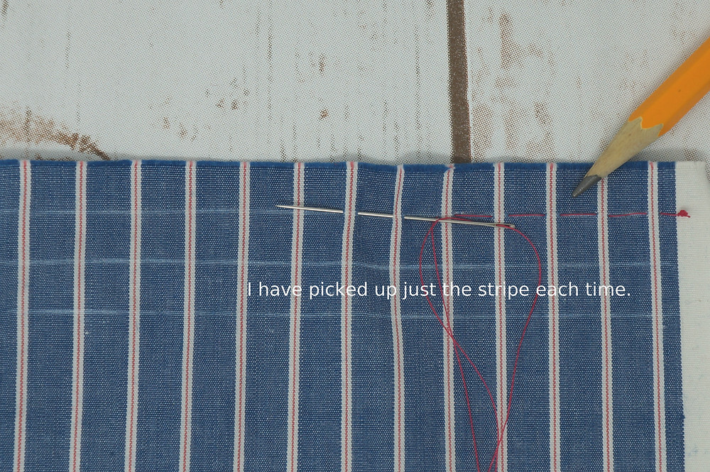 Hand pleating a striped fabric