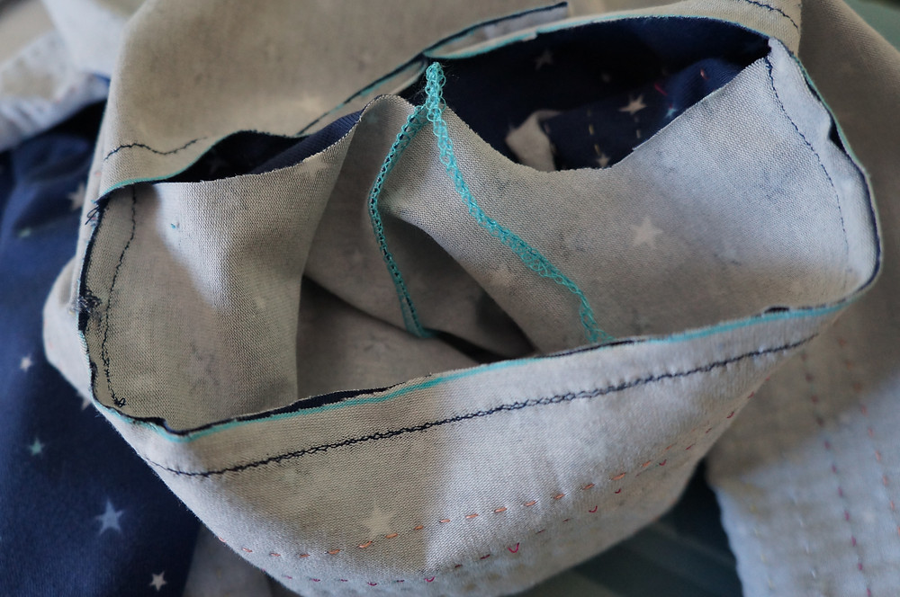 Only the top of the sleeve is pinned