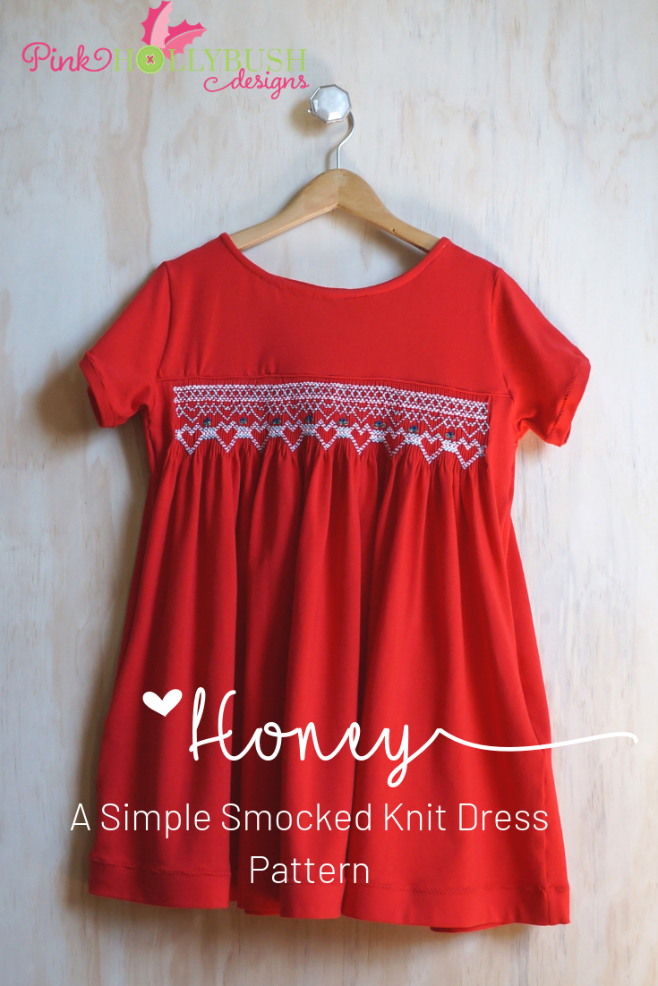 Honey, a simple smocked knit dress pattern from Pink Hollybush Designs