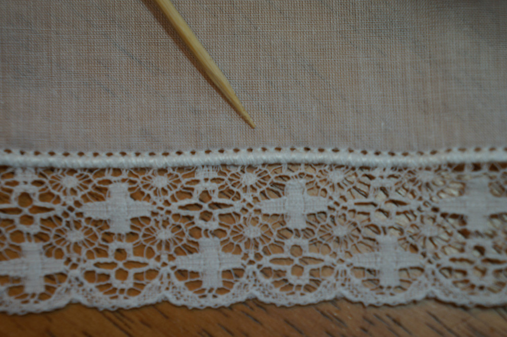 Lace attached with a pinstitch