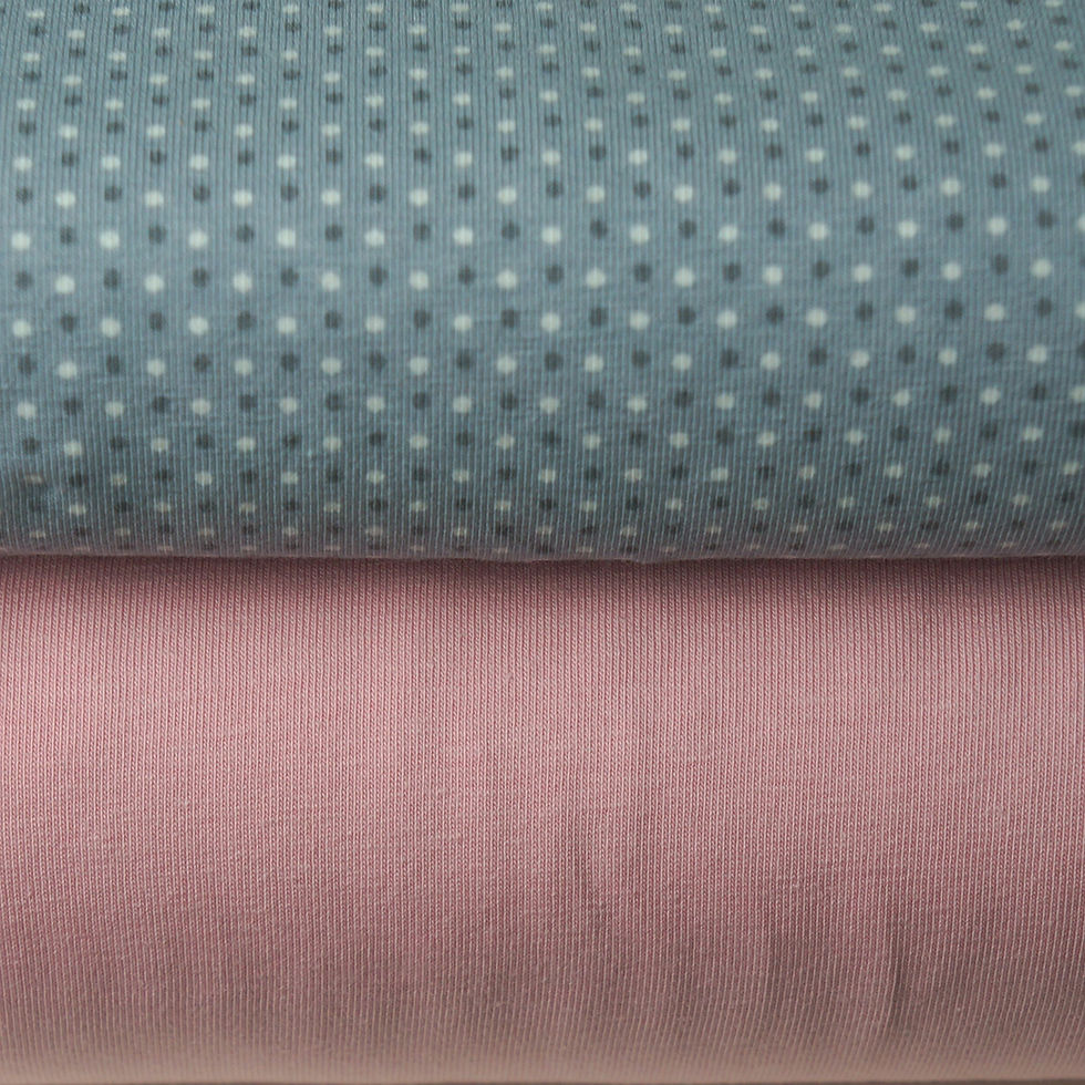Gray Dot and Pink Knit Fabrics