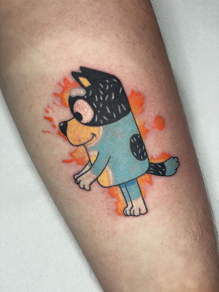 Colour tattoo of Bandit from Bluey