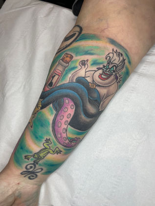 Colour tattoo of Disney's Ursula from the Little Mermaid