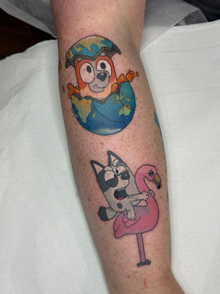 colour tattoos of muffin and bingo from Bluey
