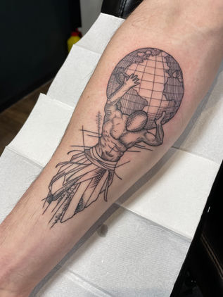 Linework Atlas tattoo