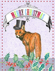 Giftwrap christmas deer stag snowflake Deborah Pope Design licensing available vintage classic grey design fox top hat greetings card