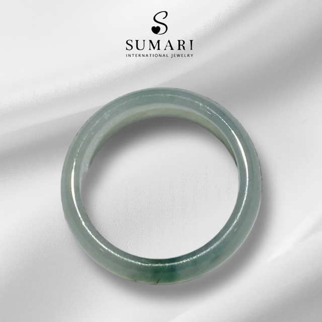 Thumbnail: Type A light greenish Piao Huat Jadeite jade ring