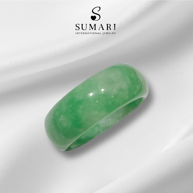 Thumbnail: Type A light green jadeite ring