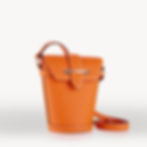 Orange bullcalf leather luxury french mini bucket bag